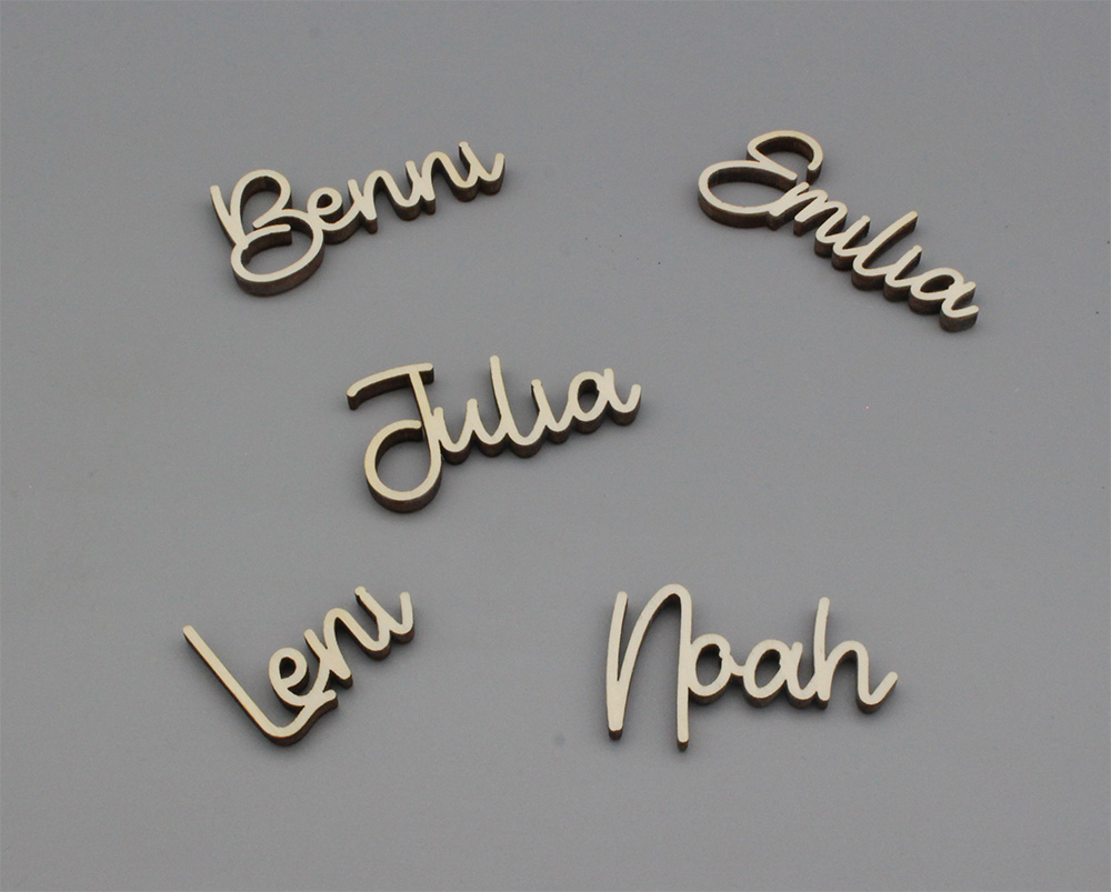 Platzkarten Lasercut aus Holz Hochzeit / Taufe / Geburtstag etc.