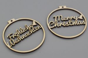 Christbaumkugel Merry Christmas oder Fröhliche Weihnachten