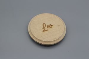 Bierdeckel / Glaseckel mit Wunschlasergravur geschwungene Schrift